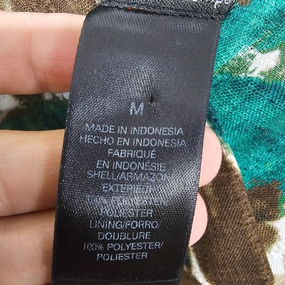 Axcess Liz Claiborne Brown Green Floral Dress Sleeveless Boho Retro M - Picture 11 of 13